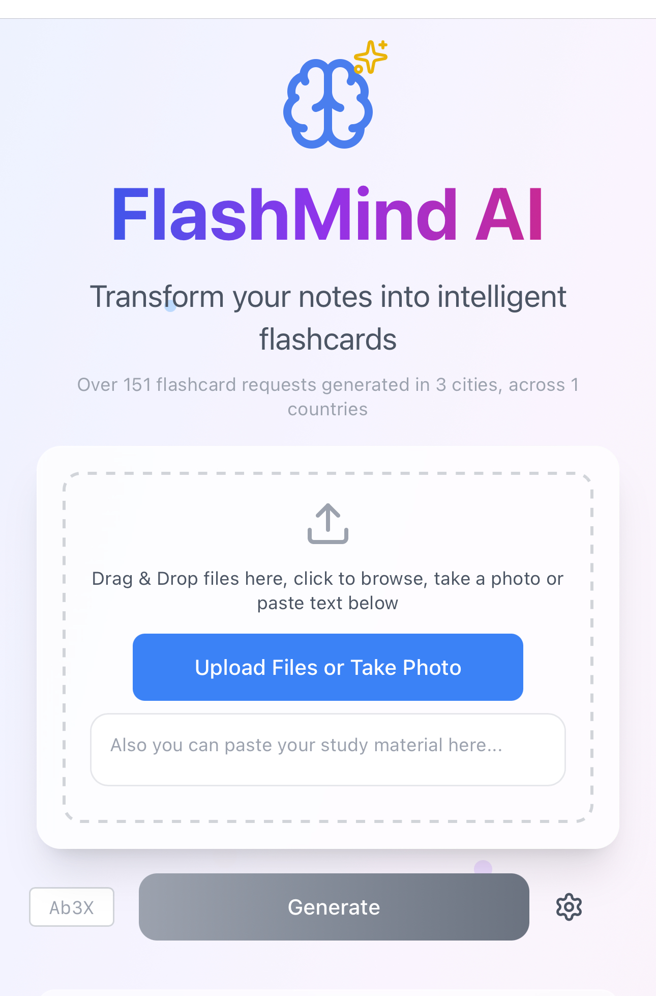 FlashMind AI - Document upload and processing interface